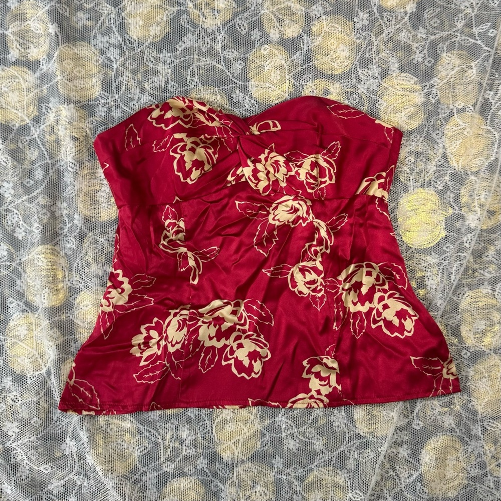 Red Floral Corset Top